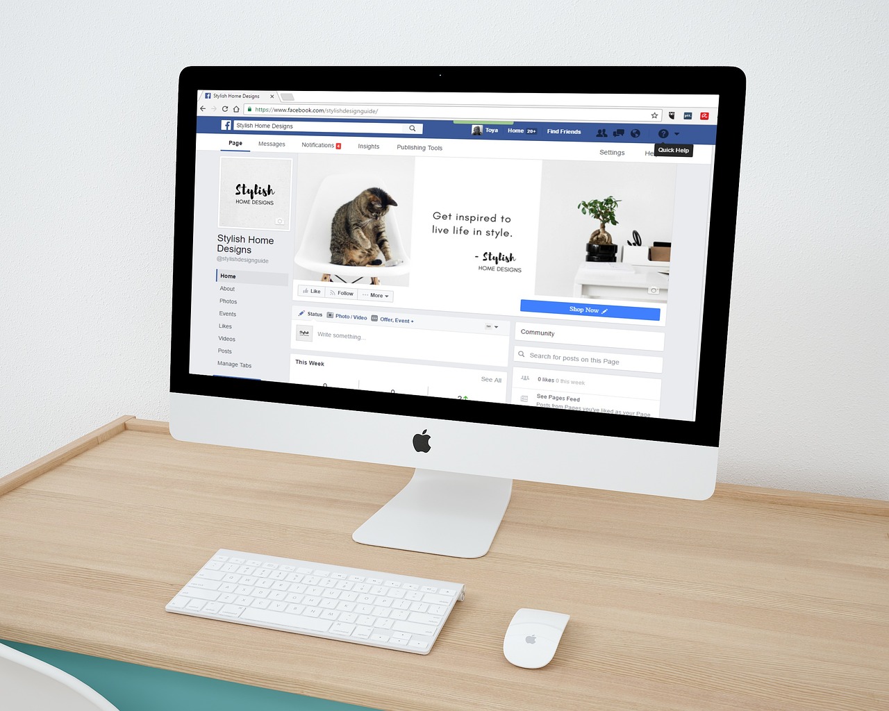 desktop screen displaying a business facebook page